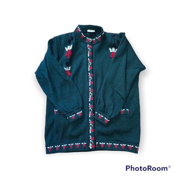 Vintage Wool Christmas Sweater With Angels - Picture 1 of 4